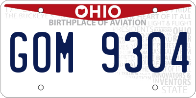 OH license plate GOM9304