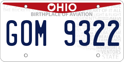 OH license plate GOM9322