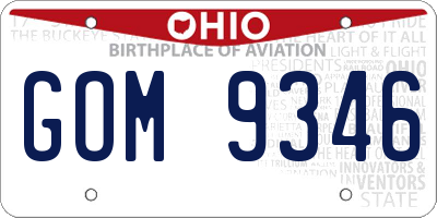 OH license plate GOM9346