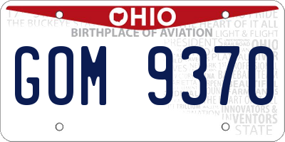 OH license plate GOM9370