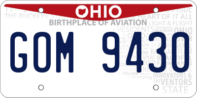 OH license plate GOM9430