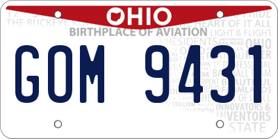 OH license plate GOM9431
