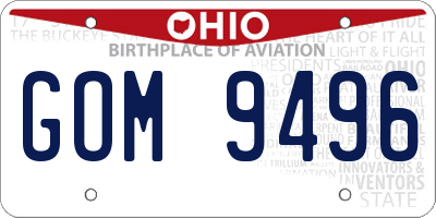 OH license plate GOM9496