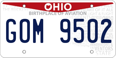 OH license plate GOM9502