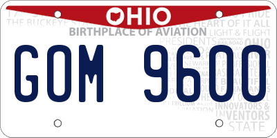 OH license plate GOM9600