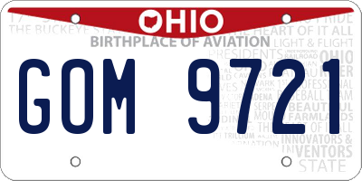 OH license plate GOM9721
