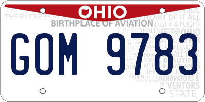 OH license plate GOM9783
