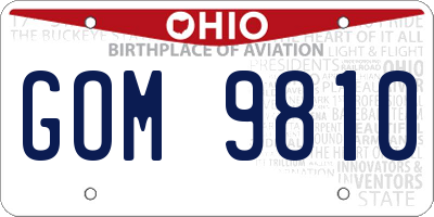 OH license plate GOM9810