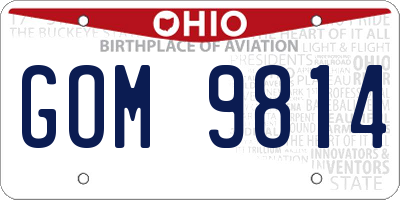 OH license plate GOM9814