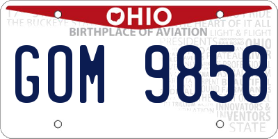 OH license plate GOM9858