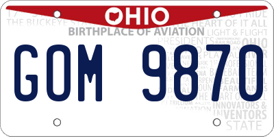 OH license plate GOM9870