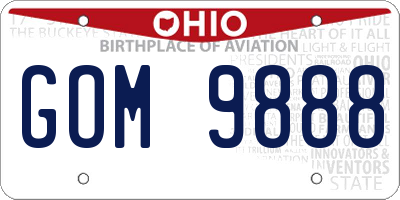 OH license plate GOM9888