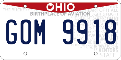 OH license plate GOM9918