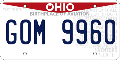 OH license plate GOM9960