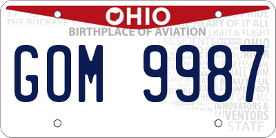 OH license plate GOM9987