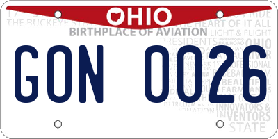 OH license plate GON0026