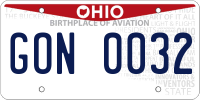 OH license plate GON0032