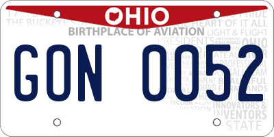 OH license plate GON0052