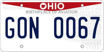 OH license plate GON0067