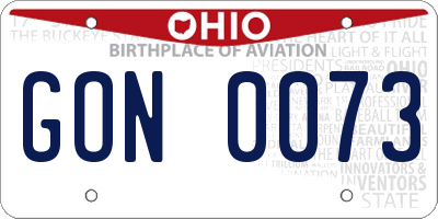 OH license plate GON0073