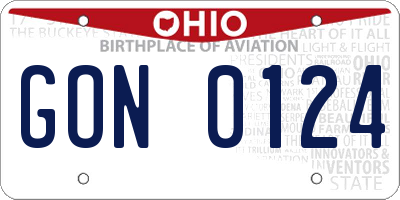OH license plate GON0124