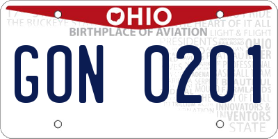 OH license plate GON0201