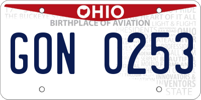 OH license plate GON0253