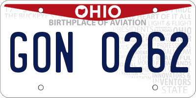 OH license plate GON0262