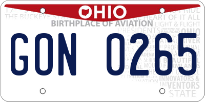 OH license plate GON0265
