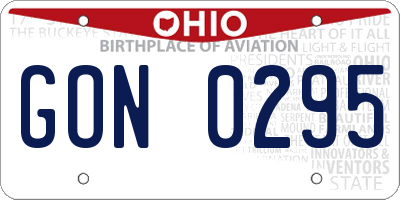 OH license plate GON0295