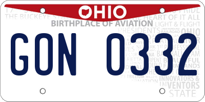OH license plate GON0332