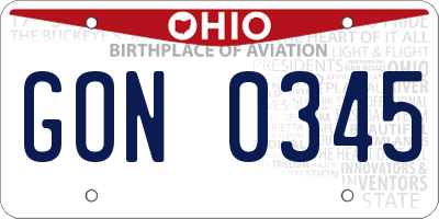 OH license plate GON0345
