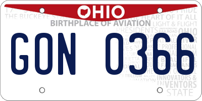 OH license plate GON0366