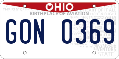 OH license plate GON0369
