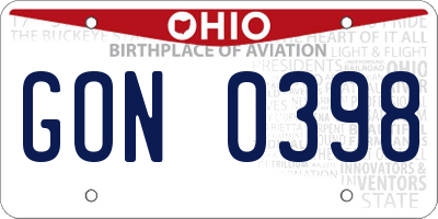 OH license plate GON0398