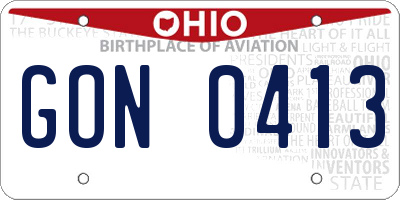 OH license plate GON0413