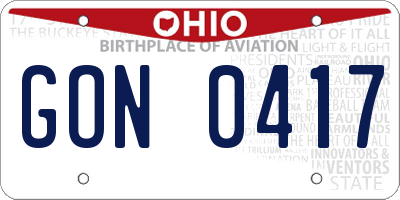 OH license plate GON0417