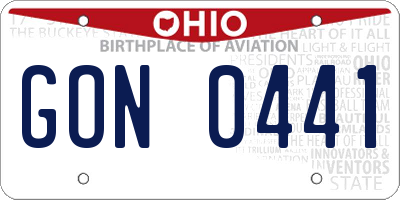 OH license plate GON0441