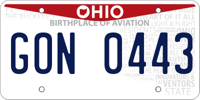OH license plate GON0443