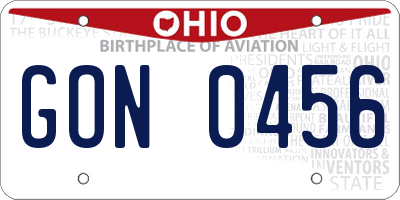 OH license plate GON0456
