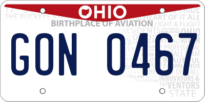 OH license plate GON0467