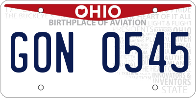 OH license plate GON0545