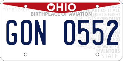 OH license plate GON0552