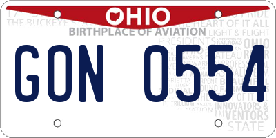 OH license plate GON0554