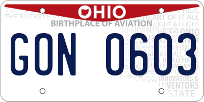 OH license plate GON0603