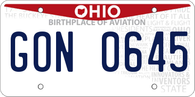OH license plate GON0645