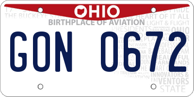 OH license plate GON0672