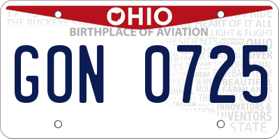 OH license plate GON0725