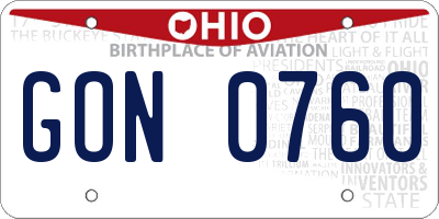 OH license plate GON0760