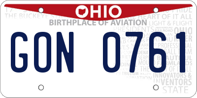 OH license plate GON0761